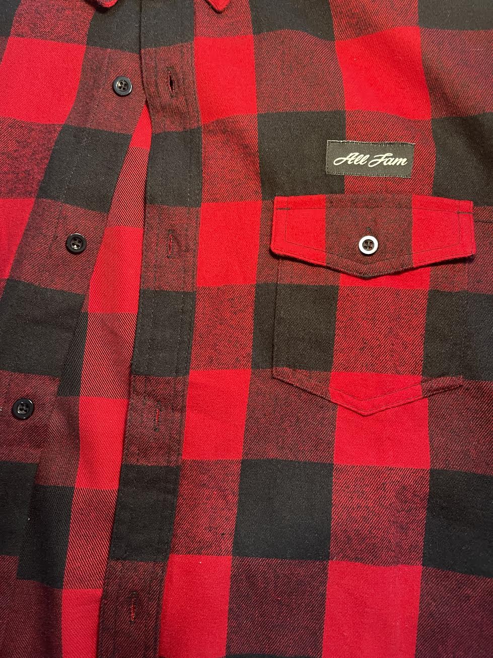 MENS Long Sleeve Flannel Red And Black