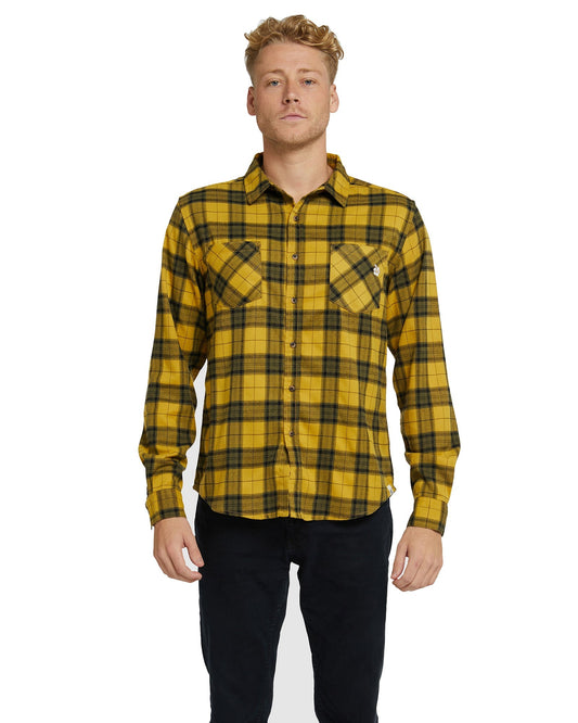 Mens - Flannel Long Sleeve Shirt - Hiker - Mustard