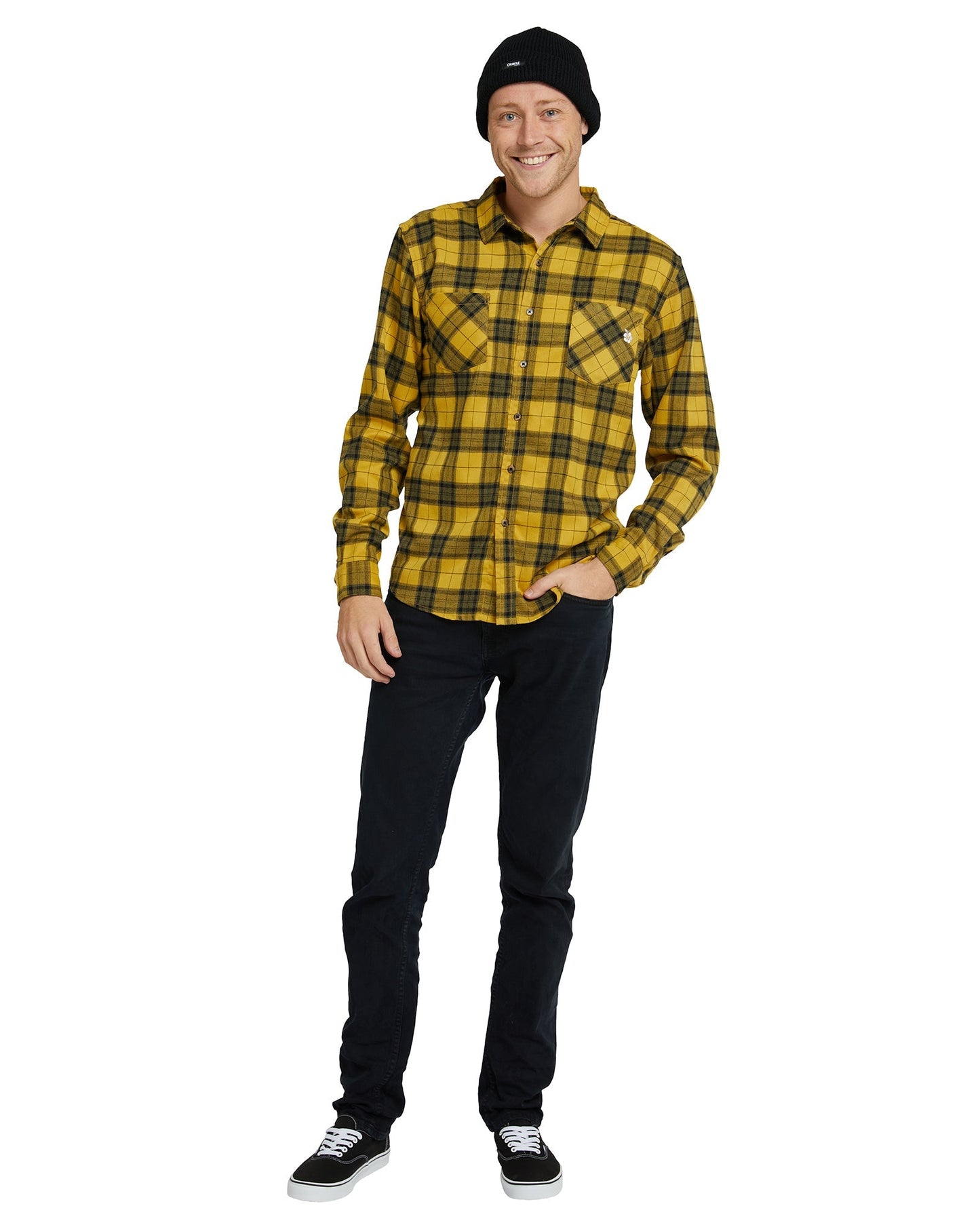 Mens - Flannel Long Sleeve Shirt - Hiker - Mustard