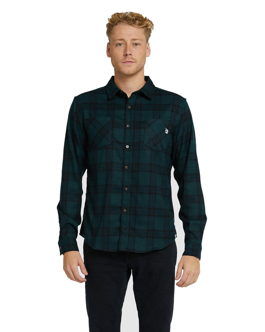 Mens - Flannel Long Sleeve Shirt - Hiker - Navy/Green