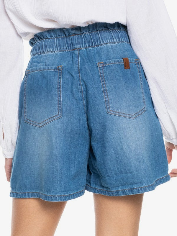 Women's Violet Light Elastic Waist Denim Shorts